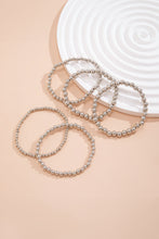 Load image into Gallery viewer, Silver 5 Piece Beaded Bracelet Set