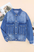 Load image into Gallery viewer, Collared Neck Button Up Denim Jacket