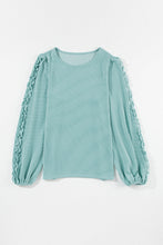 Load image into Gallery viewer, RTS: The Alice Ribbed &amp; Ruffle Aqua Top