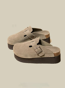 RTS: The Adaline Platform Suede Buckle Clogs