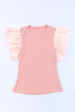 Load image into Gallery viewer, Blush Ruffle Sleeve Ribbed Knit Top