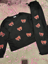 Load image into Gallery viewer, RTS Black/Red Sequin Bow Textured Set