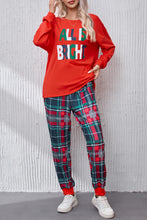 Load image into Gallery viewer, ALL IS BRIGHT Round Neck Top and Plaid Pants Lounge Set