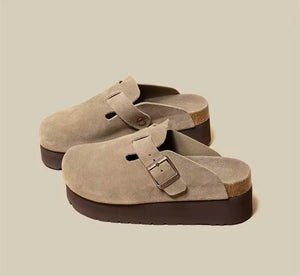 RTS: The Adaline Platform Suede Buckle Clogs