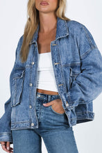 Load image into Gallery viewer, Collared Neck Button Up Denim Jacket