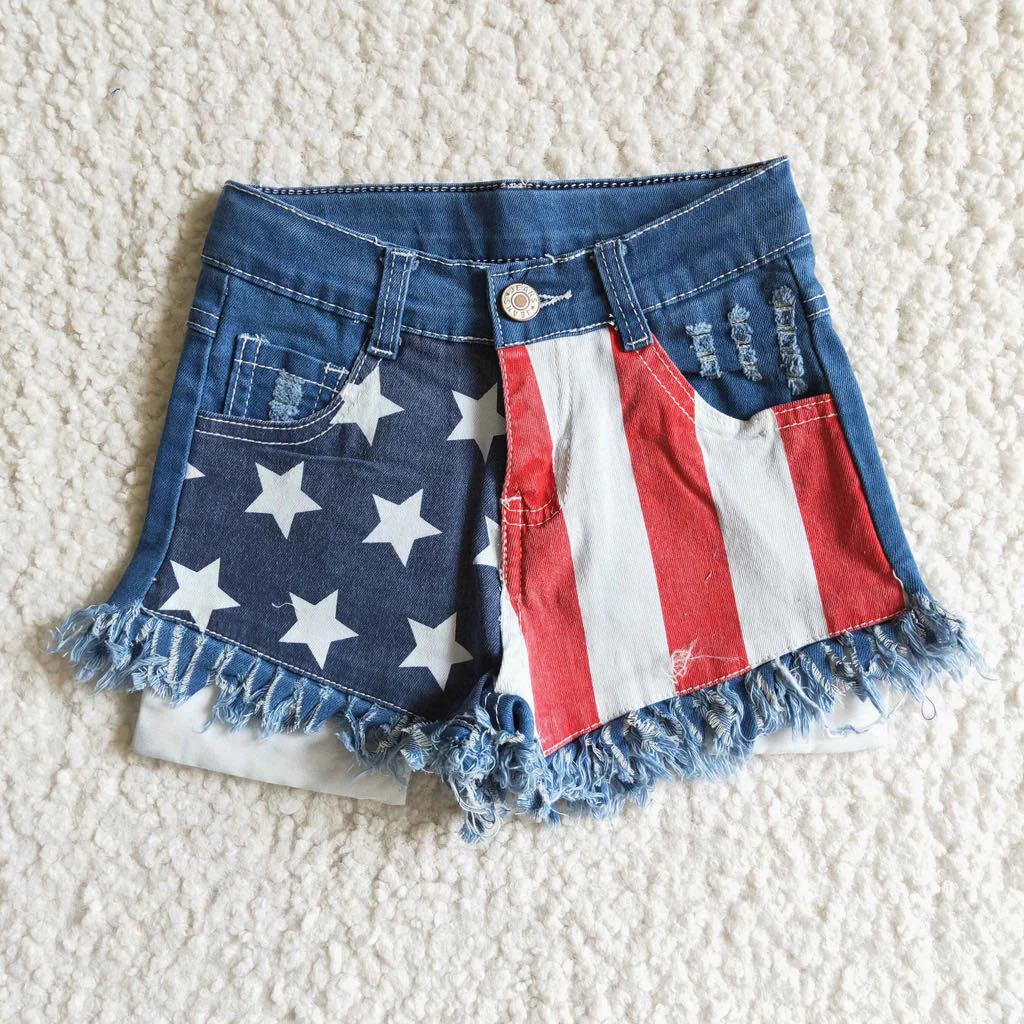 RTS: Girl's Denim Distressed Shorts- USA
