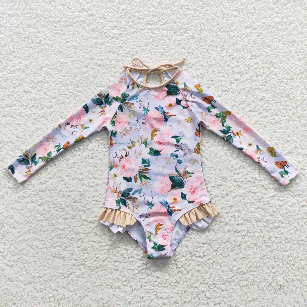Copy of rts: Girls Long Sleeve Floral swims