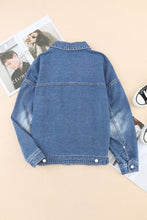 Load image into Gallery viewer, Collared Neck Button Up Denim Jacket