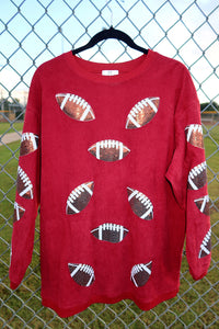 (MULTI COLOR) Sequin Basketball Corded Crews