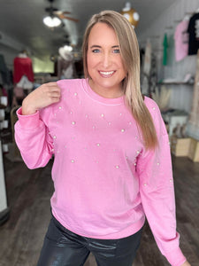RTS: Pearl Embossed Pink Sweater