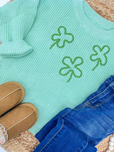 RTS: Clover Leaf Embroidered Sweater-