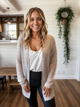 Load image into Gallery viewer, Neutral Pointelle Knit Cardigan