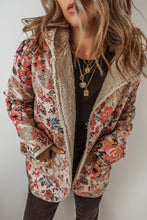 Load image into Gallery viewer, Floral Hooded Sherpa Lined Jacket