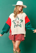Load image into Gallery viewer, Colorblock Sleeve Christmas Top