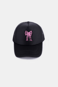 Zenana Ribbon Bow Embroidery Trucker Hat