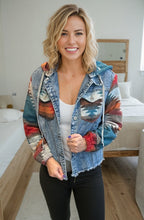Load image into Gallery viewer, Halsey Aztec Denim Jacket