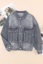 Load image into Gallery viewer, Collared Neck Button Up Denim Jacket