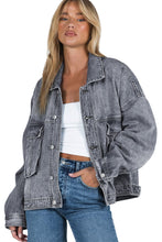 Load image into Gallery viewer, Collared Neck Button Up Denim Jacket