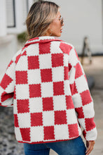 Load image into Gallery viewer, Checkered Snap Down Long Sleeve Teddy Jacket