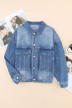 Load image into Gallery viewer, Collared Neck Button Up Denim Jacket