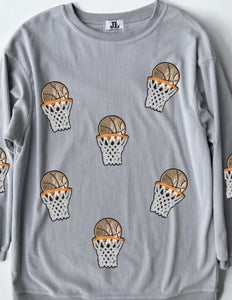 (MULTI COLOR) Sequin Basketball Corded Crews