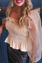 Load image into Gallery viewer, Delaynie Smocked Top in Taupe