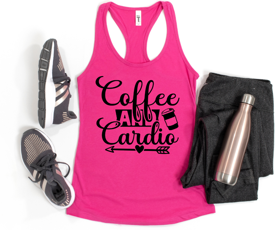 Coffee and Cardio Racer Back Tank - Graphic T (S-2x)