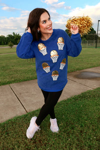 (MULTI COLOR) Sequin Basketball Corded Crews