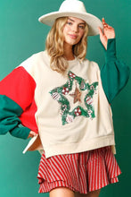 Load image into Gallery viewer, Colorblock Sleeve Christmas Top