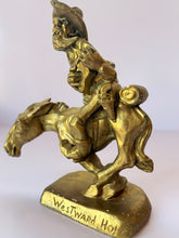Load image into Gallery viewer, Gold Glazed Chalkware 'Westward Ho' Sculpture