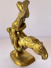 Load image into Gallery viewer, Gold Glazed Chalkware 'Westward Ho' Sculpture