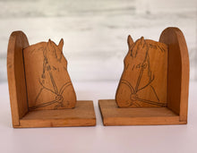 Load image into Gallery viewer, Wooden Primitive Horse Head Bookends