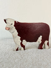 Load image into Gallery viewer, Primitive Hand Painted Wooden Hereford Sculpture
