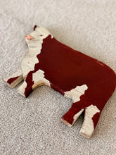 Load image into Gallery viewer, Primitive Hand Painted Wooden Hereford Sculpture