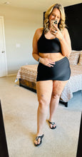 Load image into Gallery viewer, Black Tank + Skort Swimwear