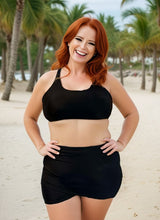 Load image into Gallery viewer, Black Tank + Skort Swimwear