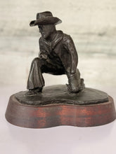 Load image into Gallery viewer, Bronze Kneeling Cowboy Sculpture