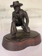 Load image into Gallery viewer, Bronze Kneeling Cowboy Sculpture
