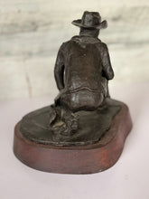 Load image into Gallery viewer, Bronze Kneeling Cowboy Sculpture