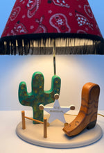 Load image into Gallery viewer, Vintage Cowpoke Lamp-Bandana Fringe Shade