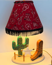 Load image into Gallery viewer, Vintage Cowpoke Lamp-Bandana Fringe Shade