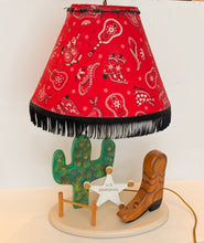 Load image into Gallery viewer, Vintage Cowpoke Lamp-Bandana Fringe Shade