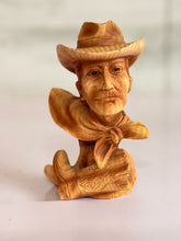 Load image into Gallery viewer, Carved Wooden Cowboy Bust