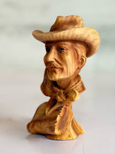 Load image into Gallery viewer, Carved Wooden Cowboy Bust