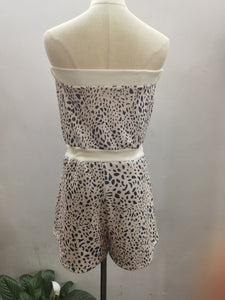 RTS: The Holly Strapless Leopard Romper