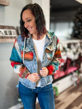 Load image into Gallery viewer, Halsey Aztec Denim Jacket