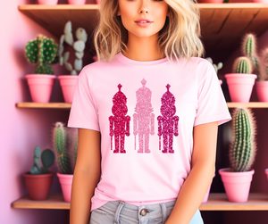 3 Nutcrackers Christmas in Pink Graphic T (S-3X)
