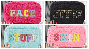 rts: Plush Chenille Letter Cosmetic Bag