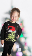 Load image into Gallery viewer, RTS: BLACK Christmas Green Mean Face Crewneck sweater