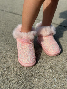 RTS: Vegan Leather Fuzzy Sparkle Boot-